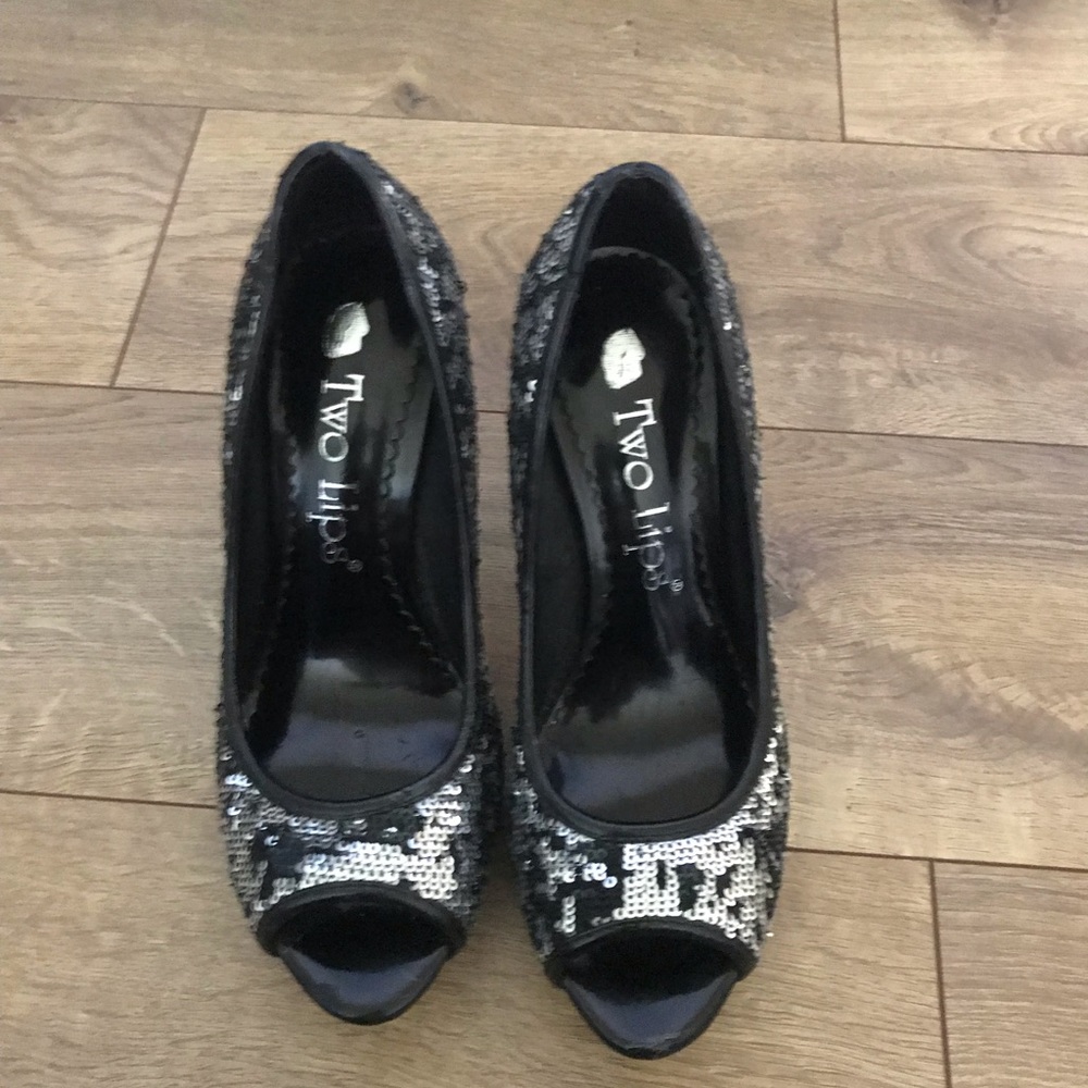 Two Lips sequin high heels